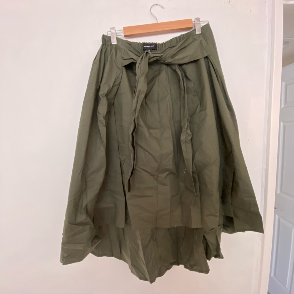 Olive color high low skirt